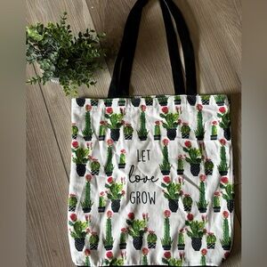 Canvas Tote shopping bag handbag cactus
